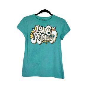 Woodstock Love Revolution Graphic Tee Teal